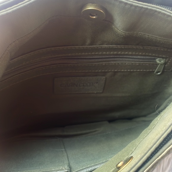 Cabin Creek Olive Green Stamped Leather Shoulder Bag - Picture 8 of 10